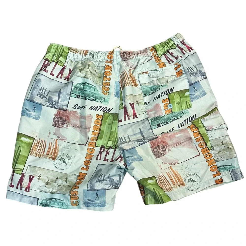 Tommy Bahama Relax Swim‎ Trunks Men's Large Blue Postcard Surf Board